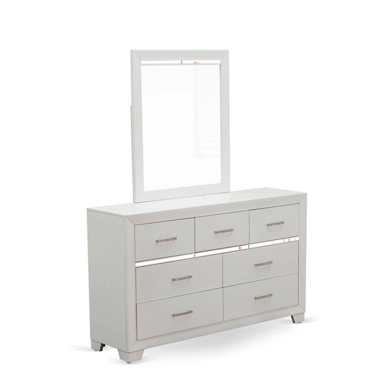 Set camera da letto Queen bianco, stile moderno, legno ingegnerizzato, 1 persona (opzioni da 2 a 6 pezzi)