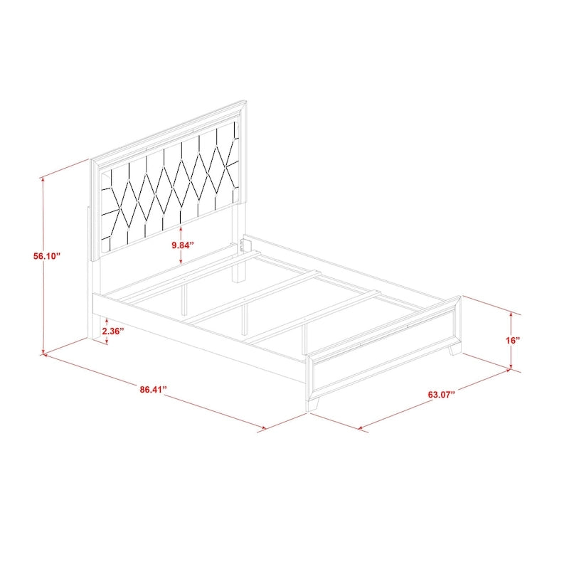 Set camera da letto Queen bianco, stile moderno, legno ingegnerizzato, 1 persona (opzioni da 2 a 6 pezzi)