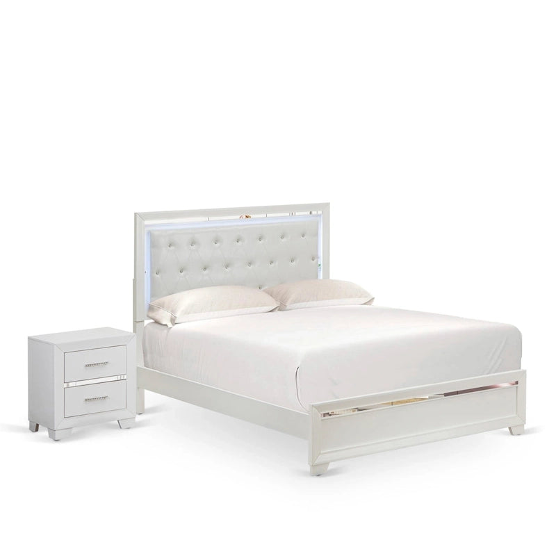 Set camera da letto Queen bianco, stile moderno, legno ingegnerizzato, 1 persona (opzioni da 2 a 6 pezzi)