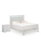 Set camera da letto Queen bianco, stile moderno, legno ingegnerizzato, 1 persona (opzioni da 2 a 6 pezzi)