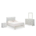 Set camera da letto Queen bianco, stile moderno, legno ingegnerizzato, 1 persona (opzioni da 2 a 6 pezzi)