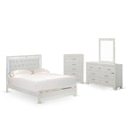 Set camera da letto Queen bianco, stile moderno, legno ingegnerizzato, 1 persona (opzioni da 2 a 6 pezzi)