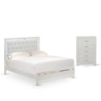 Set camera da letto Queen bianco, stile moderno, legno ingegnerizzato, 1 persona (opzioni da 2 a 6 pezzi)