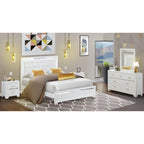 Set camera da letto Queen bianco, stile moderno, legno ingegnerizzato, 1 persona (opzioni da 2 a 6 pezzi)