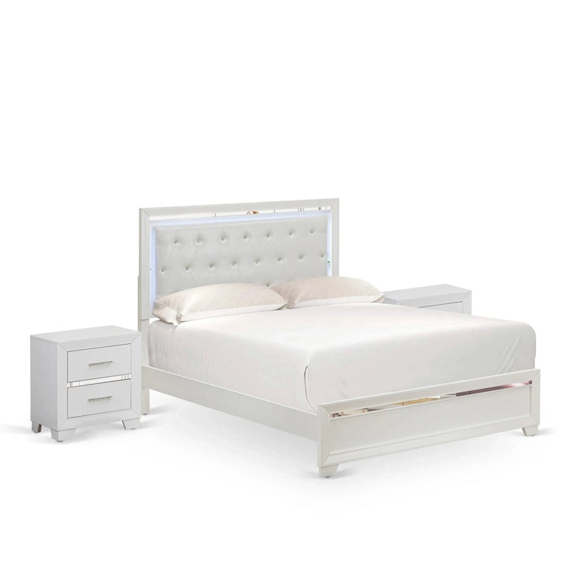 Set camera da letto Queen bianco, stile moderno, legno ingegnerizzato, 1 persona (opzioni da 2 a 6 pezzi)