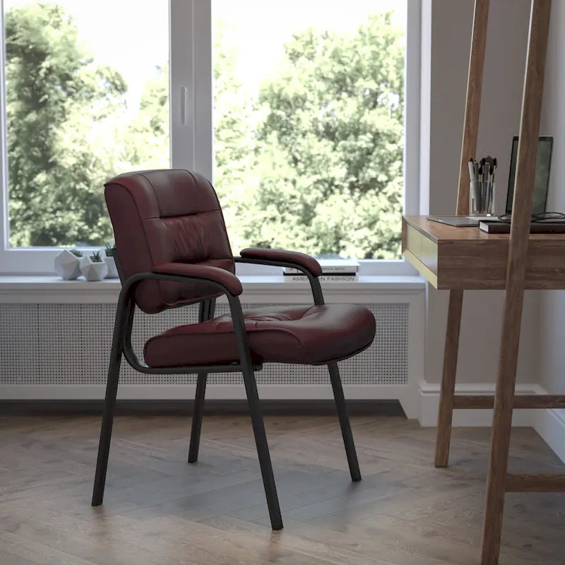 Upholstered Tufted Executive Reception Chair with Padded Arms - 23.25 W x 26 D x 36 H