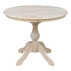 36  Round Top Pedestal Dining Table - Unfinished