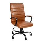 Sedia da ufficio girevole in similpelle con schienale alto, colori assortiti, struttura cromata/nera/dorata/oro rosa – 1 Persona