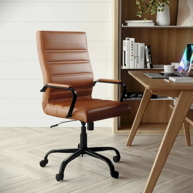Sedia da ufficio girevole in similpelle con schienale alto, colori assortiti, struttura cromata/nera/dorata/oro rosa – 1 Persona
