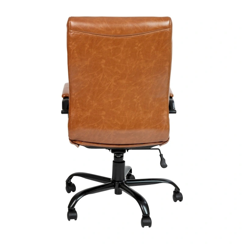Sedia da ufficio girevole in similpelle con schienale alto, colori assortiti, struttura cromata/nera/dorata/oro rosa – 1 Persona