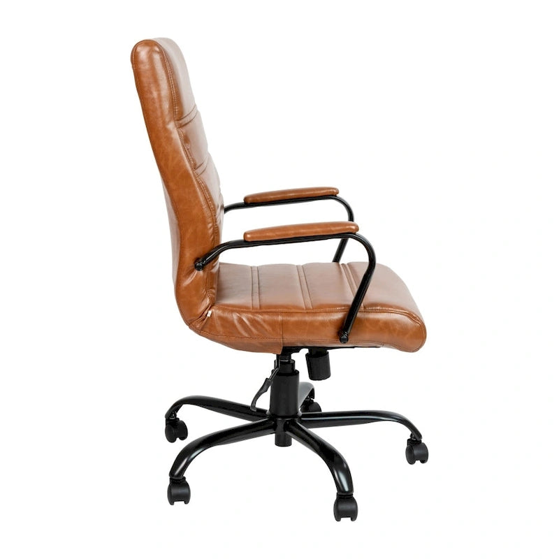 Sedia da ufficio girevole in similpelle con schienale alto, colori assortiti, struttura cromata/nera/dorata/oro rosa – 1 Persona