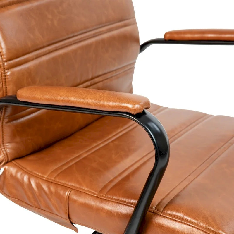Sedia da ufficio girevole in similpelle con schienale alto, colori assortiti, struttura cromata/nera/dorata/oro rosa – 1 Persona