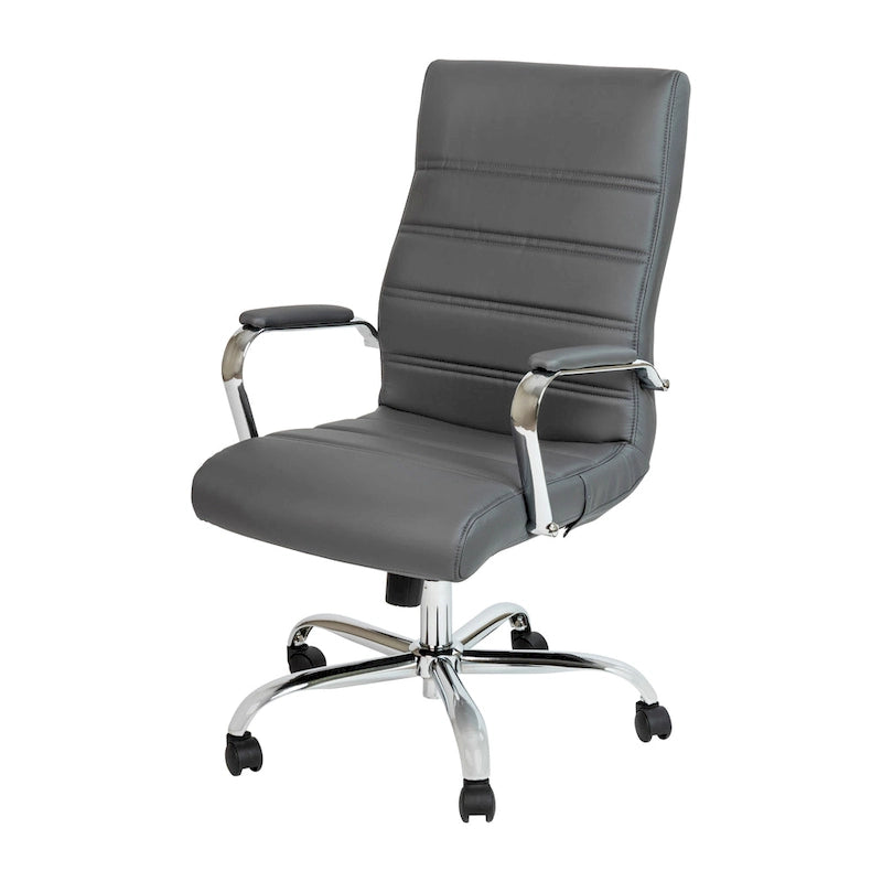 Sedia da ufficio girevole in similpelle con schienale alto, colori assortiti, struttura cromata/nera/dorata/oro rosa – 1 Persona