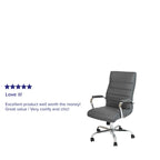 Sedia da ufficio girevole in similpelle con schienale alto, colori assortiti, struttura cromata/nera/dorata/oro rosa – 1 Persona