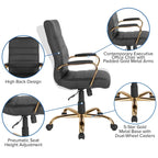 Sedia da ufficio girevole in similpelle con schienale alto, colori assortiti, struttura cromata/nera/dorata/oro rosa – 1 Persona
