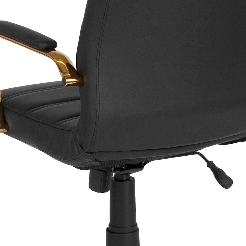 Sedia da ufficio girevole in similpelle con schienale alto, colori assortiti, struttura cromata/nera/dorata/oro rosa – 1 Persona