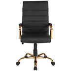 Sedia da ufficio girevole in similpelle con schienale alto, colori assortiti, struttura cromata/nera/dorata/oro rosa – 1 Persona
