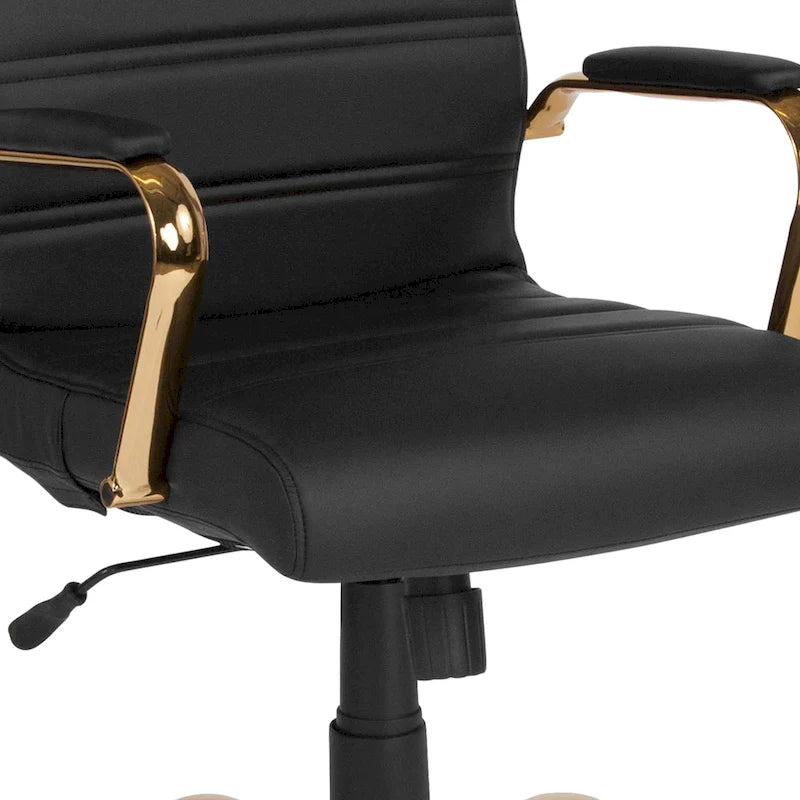Sedia da ufficio girevole in similpelle con schienale alto, colori assortiti, struttura cromata/nera/dorata/oro rosa – 1 Persona