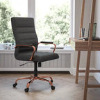Sedia da ufficio girevole in similpelle con schienale alto, colori assortiti, struttura cromata/nera/dorata/oro rosa – 1 Persona