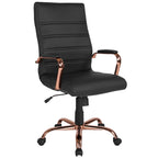 Sedia da ufficio girevole in similpelle con schienale alto, colori assortiti, struttura cromata/nera/dorata/oro rosa – 1 Persona