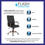 Sedia da ufficio girevole in similpelle con schienale alto, colori assortiti, struttura cromata/nera/dorata/oro rosa – 1 Persona