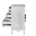 Comodino a 3 cassetti effetto anticato con gambe in legno, set da 2 (Blu / Noce / Bianco)
