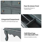 Comodino a 3 cassetti effetto anticato con gambe in legno, set da 2 (Blu / Noce / Bianco)