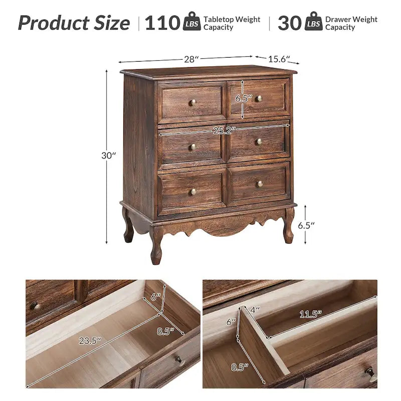 Comodino a 3 cassetti effetto anticato con gambe in legno, set da 2 (Blu / Noce / Bianco)