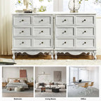 Comodino a 3 cassetti effetto anticato con gambe in legno, set da 2 (Blu / Noce / Bianco)