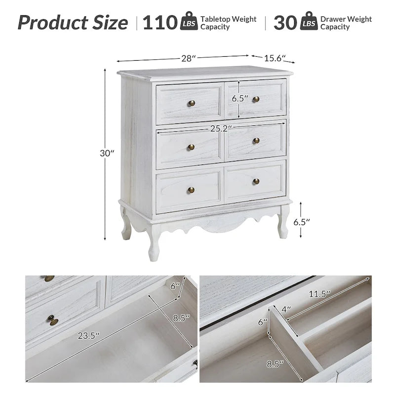 Comodino a 3 cassetti effetto anticato con gambe in legno, set da 2 (Blu / Noce / Bianco)