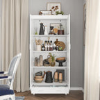 Vetrinetta Bianca con Ante in Vetro, Libreria a 2 Ante con Cassetto, 92 cm L x 180 cm H
