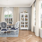 Vetrinetta Bianca con Ante in Vetro, Libreria a 2 Ante con Cassetto, 92 cm L x 180 cm H