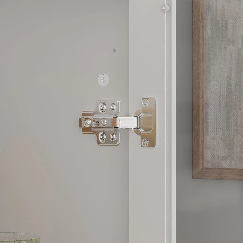 Vetrinetta Bianca con Ante in Vetro, Libreria a 2 Ante con Cassetto, 92 cm L x 180 cm H