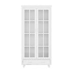 Vetrinetta Bianca con Ante in Vetro, Libreria a 2 Ante con Cassetto, 92 cm L x 180 cm H