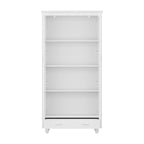Vetrinetta Bianca con Ante in Vetro, Libreria a 2 Ante con Cassetto, 92 cm L x 180 cm H
