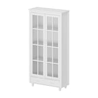 Vetrinetta Bianca con Ante in Vetro, Libreria a 2 Ante con Cassetto, 92 cm L x 180 cm H