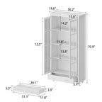 Vetrinetta Bianca con Ante in Vetro, Libreria a 2 Ante con Cassetto, 92 cm L x 180 cm H