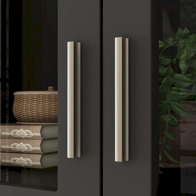 Vetrinetta Bianca con Ante in Vetro, Libreria a 2 Ante con Cassetto, 92 cm L x 180 cm H