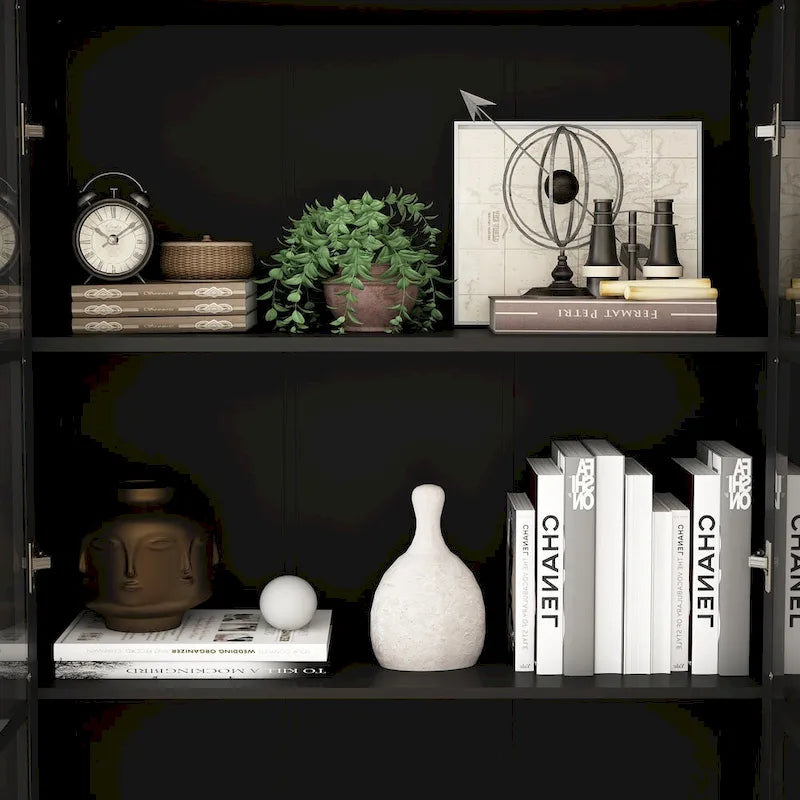 Vetrinetta Bianca con Ante in Vetro, Libreria a 2 Ante con Cassetto, 92 cm L x 180 cm H