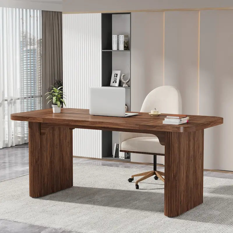 Scrivania da computer rettangolare individuale, naturale/marrone, larga 157 cm
