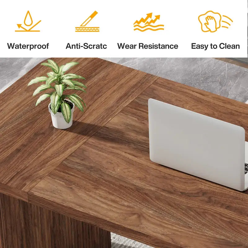 Scrivania da computer rettangolare individuale, naturale/marrone, larga 157 cm
