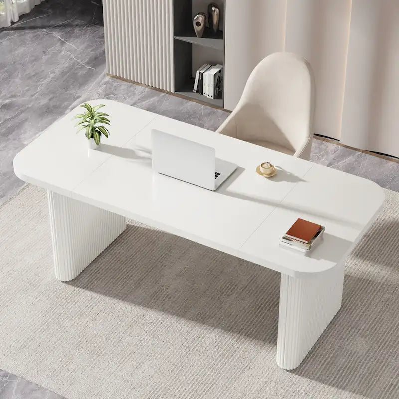 Scrivania da computer rettangolare individuale, naturale/marrone, larga 157 cm