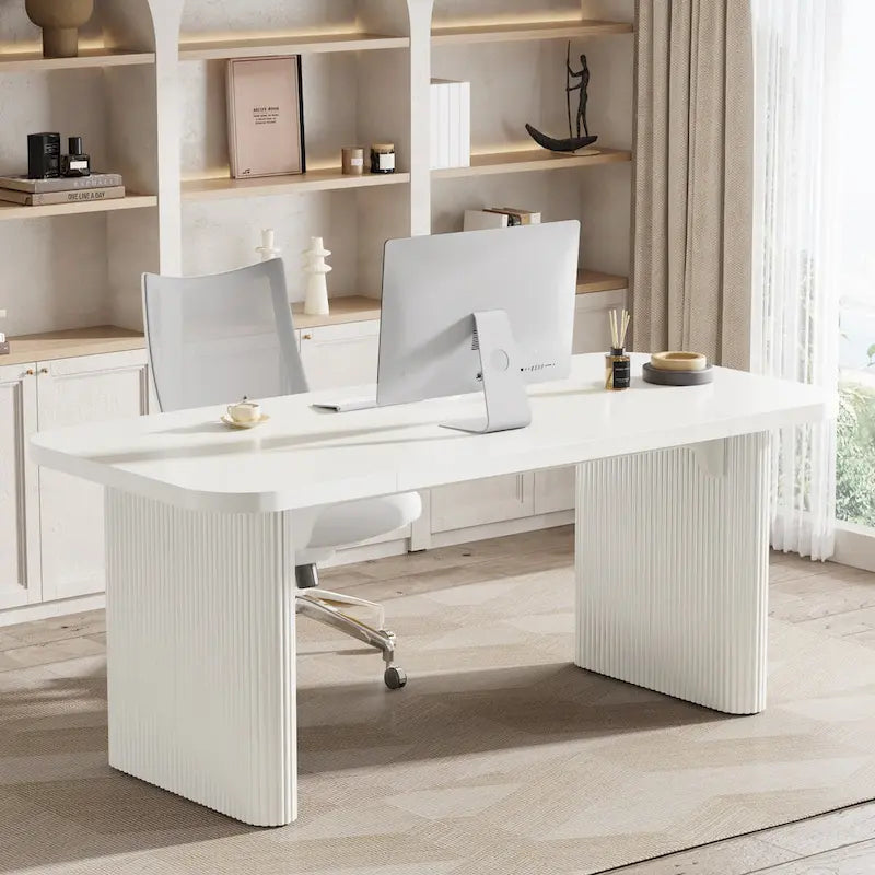 Scrivania da computer rettangolare individuale, naturale/marrone, larga 157 cm