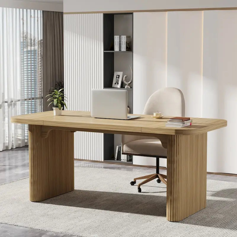 Scrivania da computer rettangolare individuale, naturale/marrone, larga 157 cm
