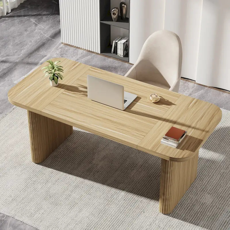 Scrivania da computer rettangolare individuale, naturale/marrone, larga 157 cm