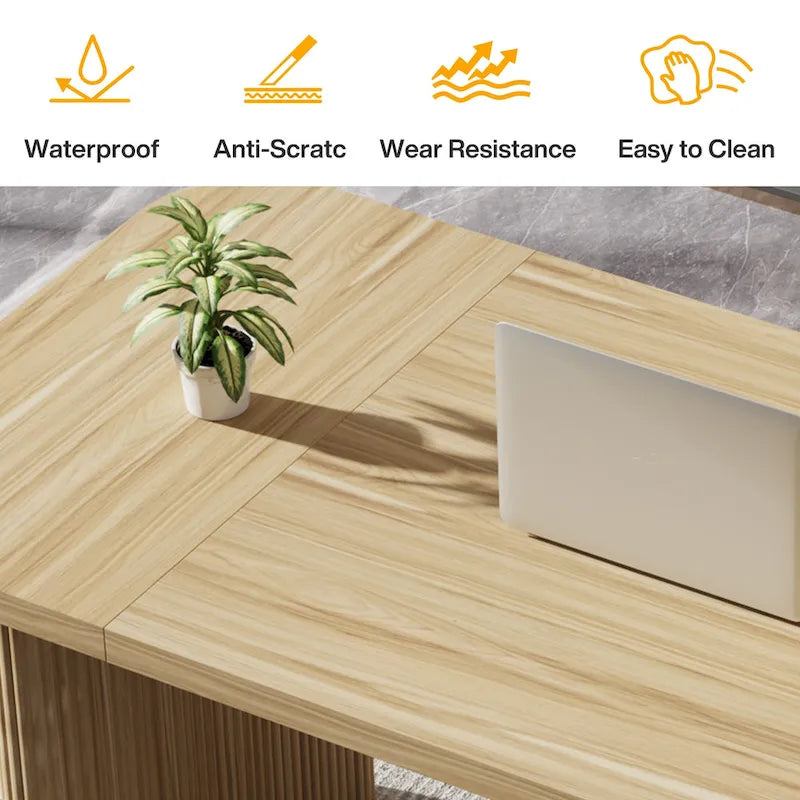Scrivania da computer rettangolare individuale, naturale/marrone, larga 157 cm