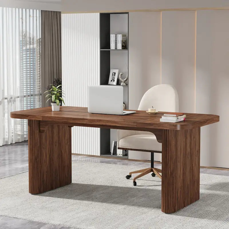Scrivania da computer rettangolare individuale, naturale/marrone, larga 157 cm