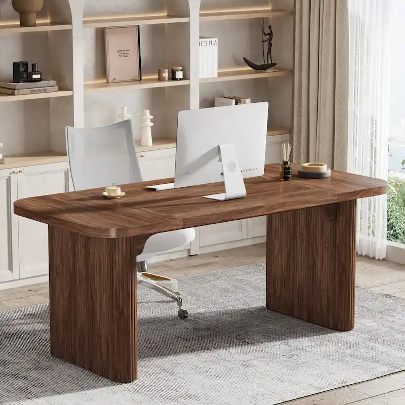 Scrivania da computer rettangolare individuale, naturale/marrone, larga 157 cm