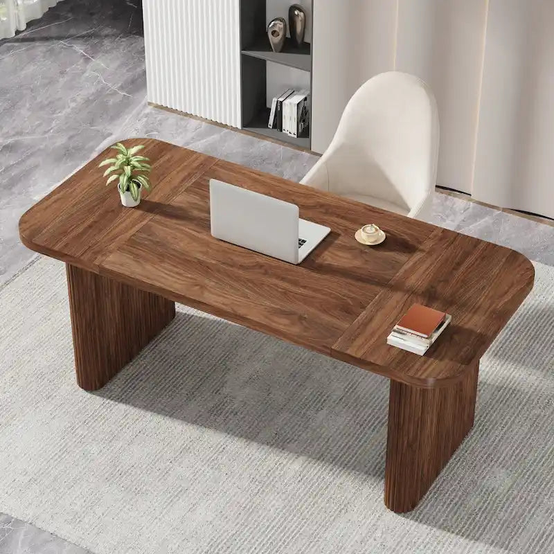 Scrivania da computer rettangolare individuale, naturale/marrone, larga 157 cm