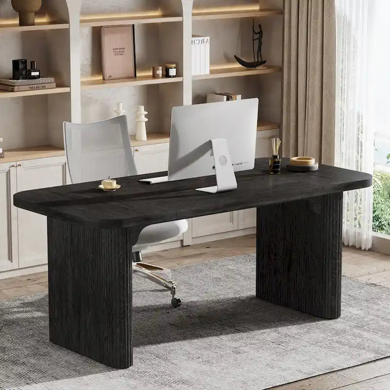 Scrivania da computer rettangolare individuale, naturale/marrone, larga 157 cm